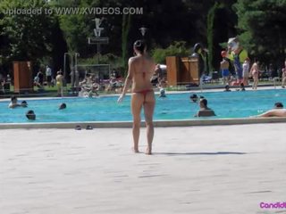 Plaża podglądanie druzgocący bikini dziewczyny topless niegodziwy weasel