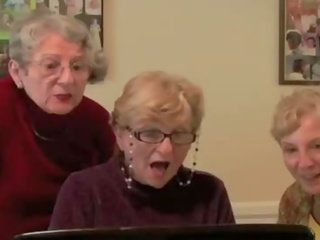 3 Grannies React To Big Black penis adult film video